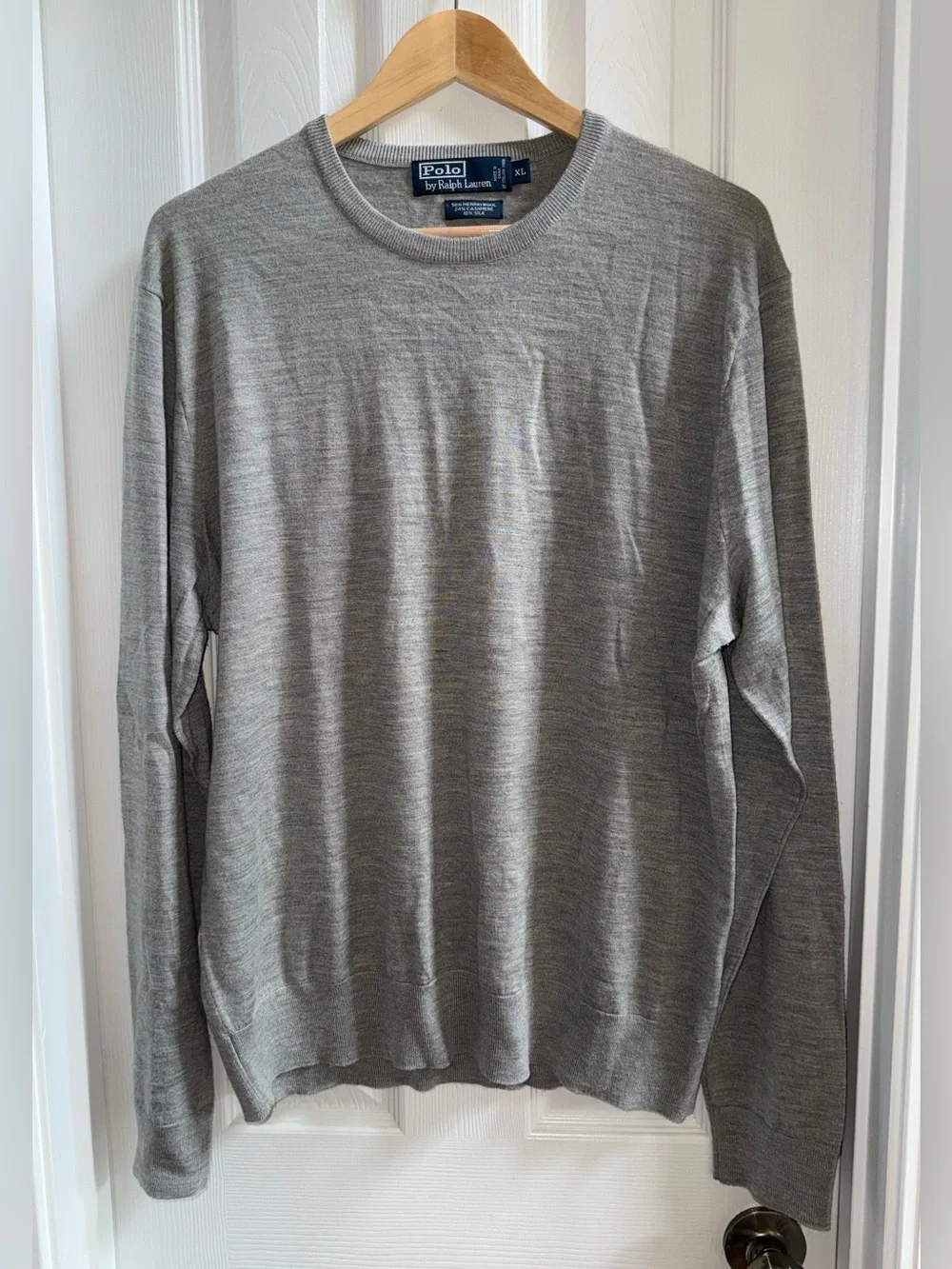 Polo Ralph Lauren Crew Neck Pullover Sweater Sz XL Grey Preppy Comfort Luxury
